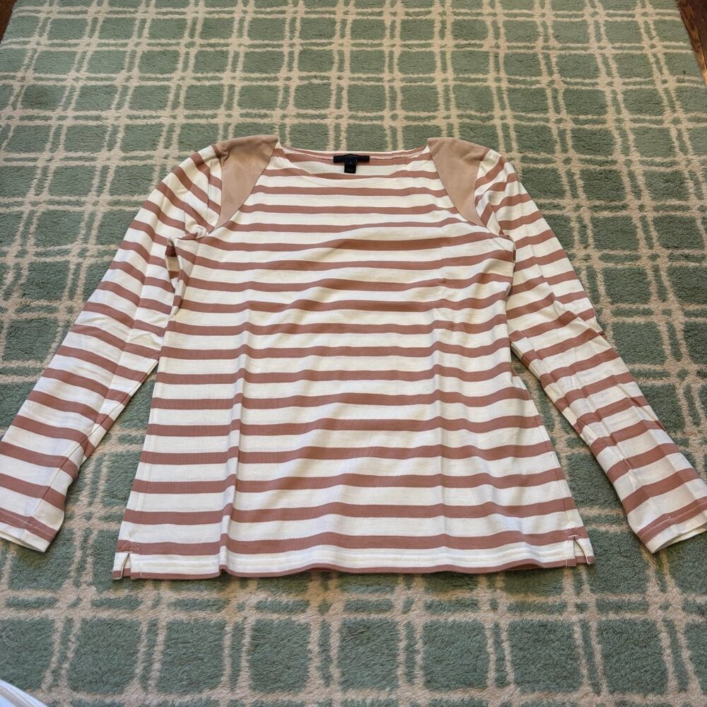 EUC J. Crew striped top with suede detail S